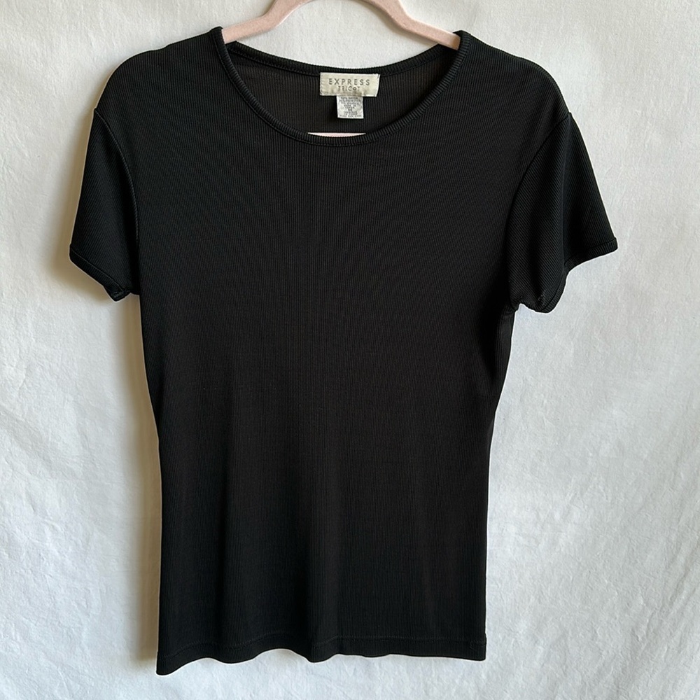 Express Tricot black short sleeve top, size M